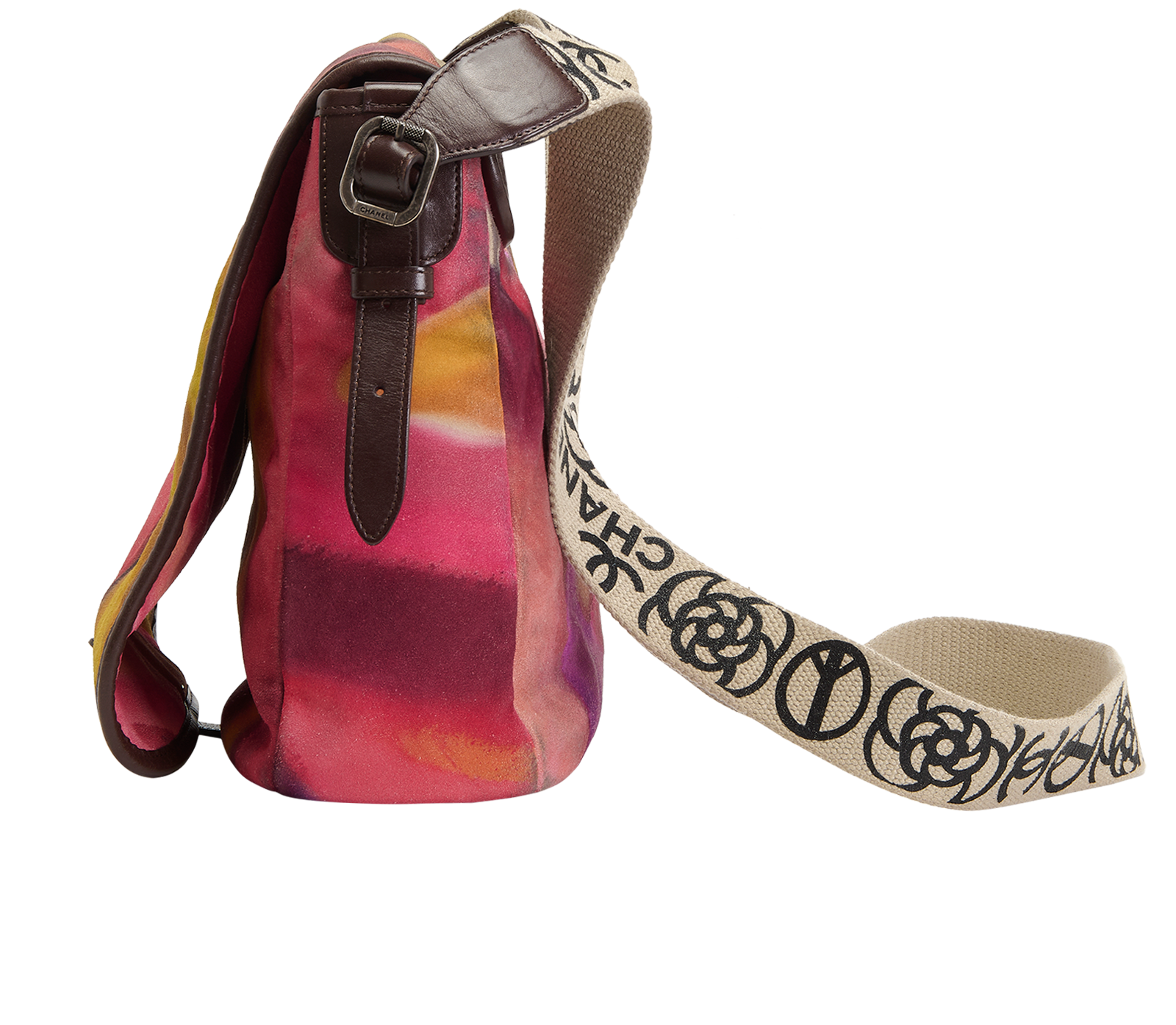 Flower Power Messenger, &pound;2,500, Handbags, Pink/Yellow, Suede, Bottom view